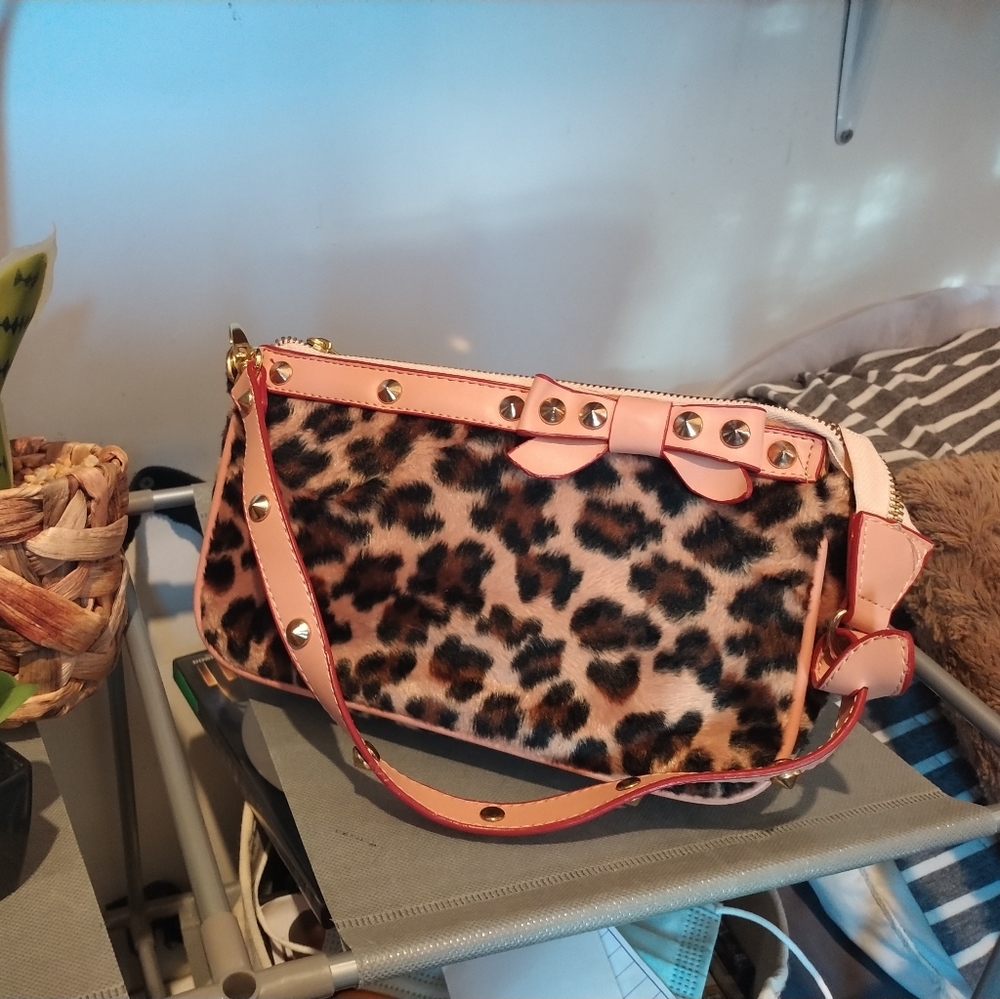 Y2K Trendy Furry Cheetah Print Mini Shoulder Bag